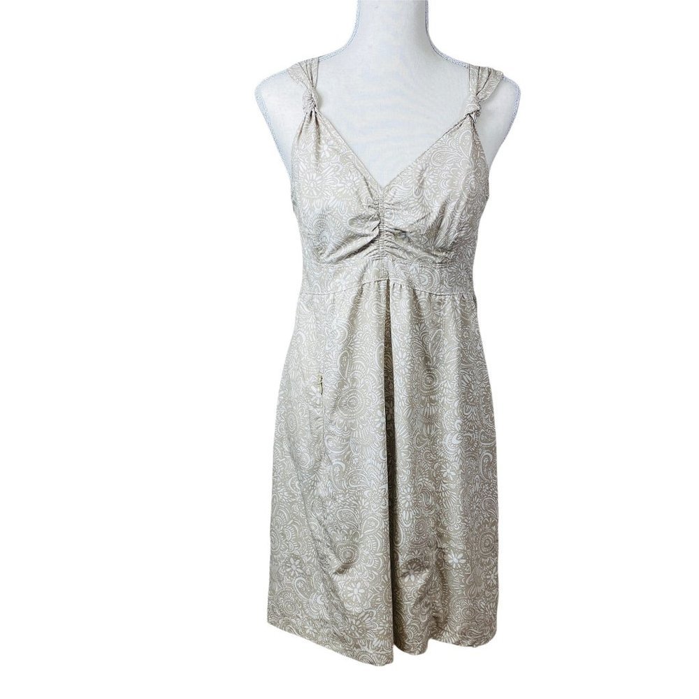 Athleta Pack Everywhere Travel Dress Taupe/off-white Women's Size 6